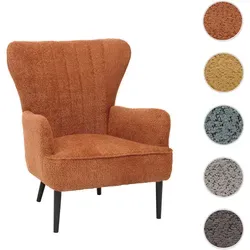 Lounge-Sessel HWC-K37 – Retro Vintage Chenille in Orange von Mendler