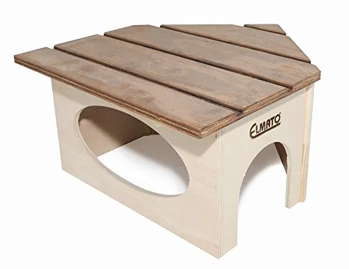 Elmato 10401 Country Eckhaus Winkelhaus Holzhaus für Nager, Hasenhaus, 39x42x22cm
