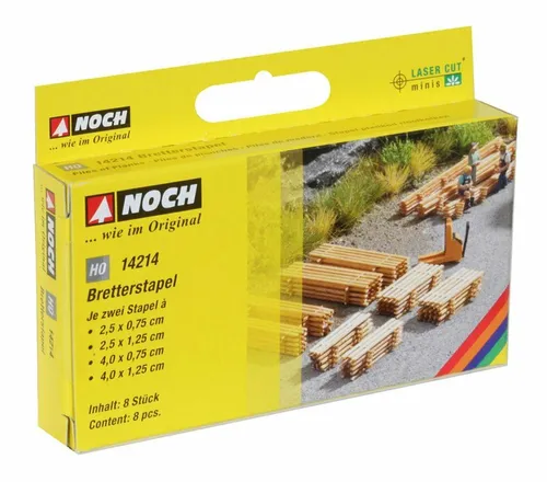 NOCH 14214 Bretterstapel, 8 Stapel, Laser-Cut minis Spur H0