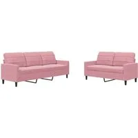 vidaXL 2-tlg. Sofagarnitur Rosa Samt - Sofas für stilvolles Wohnen: Diese elegante Sofagarnitur aus weichem Samt bietet höchsten Komfort und ist ein echter Blickfang in jedem Raum.