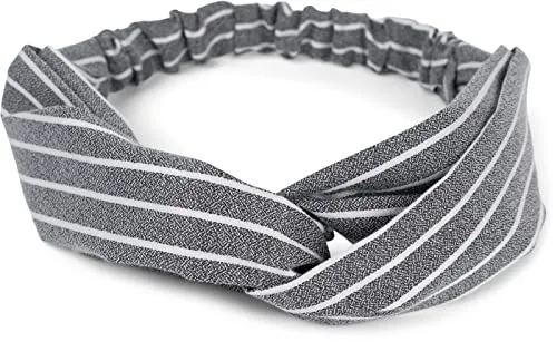 styleBREAKER Damen Haarband mit Streifen Muster, Twist Knoten und Gummizug, Stirnband, Headband, Pinup, Rockabilly 04026038, Farbe:Schwarz