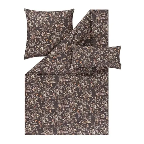 Estella Mako-Satin Bettwäsche Jolanda 155x220 cm in braun von ESTELLA