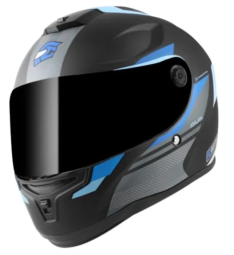 FC-Moto FF114B Zeron Helm, schwarz matt/hellblau, XS - Motorradhelm mit ECE 22.06 Zertifizierung, optimaler Belüftung und Quick Visor Swap System für schnellen Visierwechsel. Ideal für sicheres und komfortables Fahren.