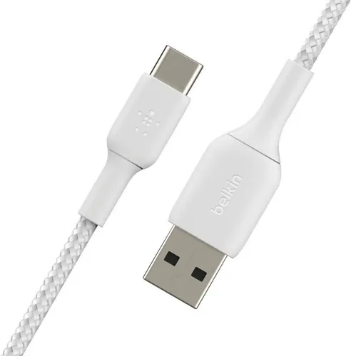 Belkin BoostCharge geflochtenes USB-C-Ladekabel - USB-C-USB-Kabel für iPhone 16, Samsung Galaxy S24, langlebig mit 30.000+ Biegungen und 2 Jahre Garantie