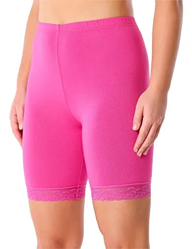 Merry Style Damen Kurze Leggings mit Spitze Freizeithose High Waist Radlerhose Hohe Taille aus Viskose MS10-431 (Rosa, S)