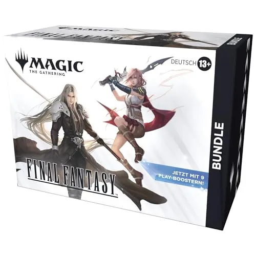 Magic: The Gathering – FINAL FANTASY Bundle - Sammelkarten Bundle mit der gesamten FINAL FANTASY Saga! Entdecken Sie mächtige Zaubersprüche und klassische Beschwörungen. Perfekt für Magic-Superfans und Neulinge, inklusive übergroßem Spindown-Lebenspunktezähler.