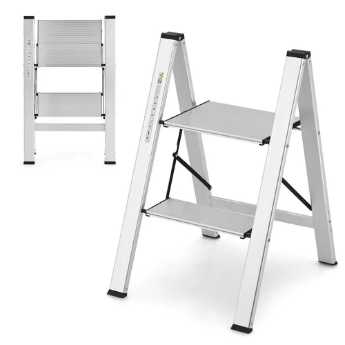 Trittleiter Klapptritt 2 Stufen Stehleiter aus Aluminium bis 150kg belastbar