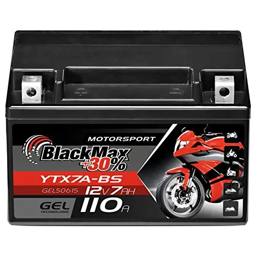 BlackMax YTX7A-BS Motorradbatterie GEL 12V 7Ah