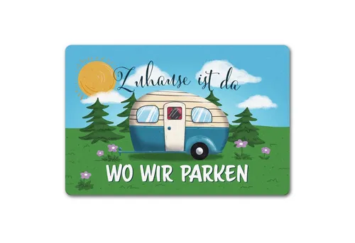 speecheese Fußmatte Zuhause ist da wo wir parken Wiese Fußmatte in 40x60 cm ohne Rand mit