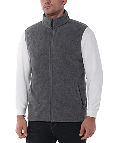 33,000ft Herren Fleece Weste Jacke Standkragen Ultraleicht Outdoor Ärmellose Fleecejacke Gilets Tops Fleeceweste Herren mit Taschen Reißverschluss (Hanfasche,M)