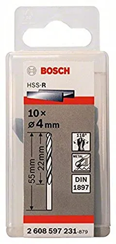 Bosch Pro Karosseriebohrer HSS-R rollgewalzt (10 Stück, Ø 4 mm)