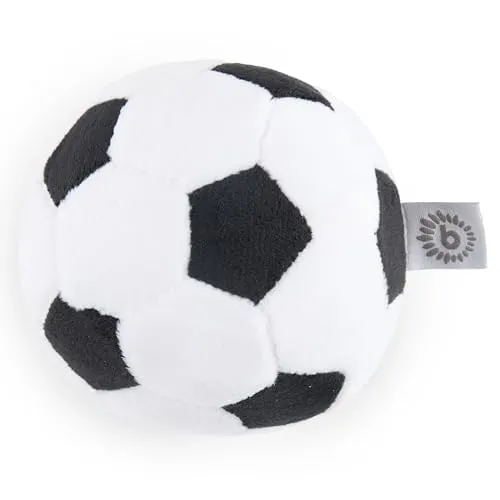 Bieco Softball Fußball mit Rassel | Ø 10 cm | Stoffball Baby mit Rassel | weicher Plüschball | kleiner Greifball Baby Spielzeug | Kleinkind Rasselball