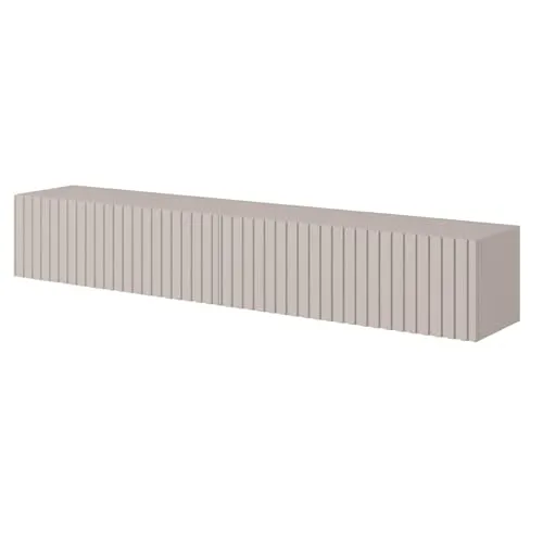 Selsey TV-Schrank TELIRE Hängend, 138,6 cm, Greige - TV-Halterungen, minimalistisches Design mit grifflosen Lamellenfronten für eine elegante Optik und kratzfeste, pflegeleichte Oberflächen.
