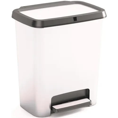 Curver Abfalleimer 25 L - Silber/Weiß, Kunststoff - Haushaltszubehör mit 25 L Fassungsvermögen, ideal für die Küche und sorgt für eine saubere und ordentliche Umgebung.