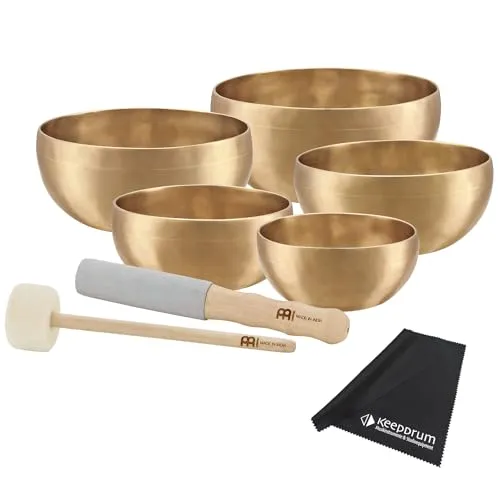 Meinl Sonic Energy SBU2950 Universal Klangschalen Set - 5-teiliges Klangschalen Set aus hochwertiger Bronzelegierung, ideal für Meditation und Yoga. Inklusive 2 Schlägel, 5 Hüllen und Mikrofasertuch. Harmonischer Klang für entspannende Momente.