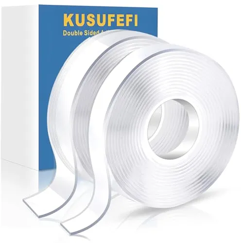 6m Doppelseitiges Klebeband Extra Stark Transparent, 2 Rollen Double Sided Tape,Klebeband Doppelseitig Abnehmbar Spurlos für Teppich, Foto Wand, Küche, Zuhaus, Außenbereich,Auto