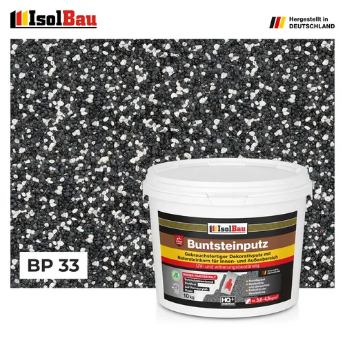 Buntsteinputz Mosaikputz BP33 (weiss, anthrazit, schwarz) 10kg Absolute Qualität