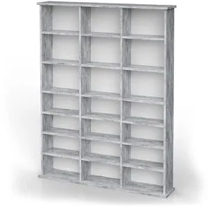 Vicco CD-Regal Jukebox - Beton, 105 x 136 cm - CD-Regal im Jukebox-Design mit 21 höhenverstellbaren Regalen, ideal für DVDs, Blu-rays und CDs. Perfekte Wandmontage für stilvolle Aufbewahrung in jedem Raum.