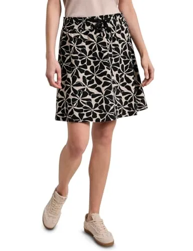Damen Knielanger Rock mit Elastikbund und Print