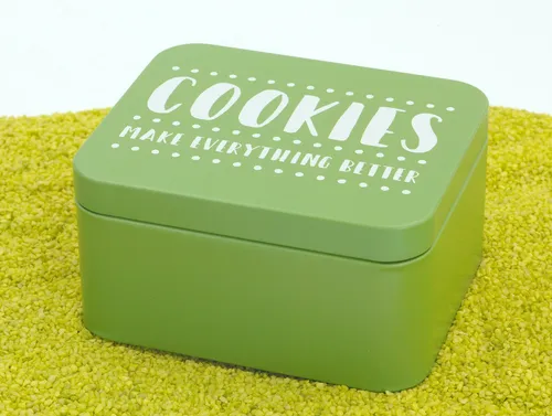 Birkmann, Colour Kitchen Geschenkbox mit Spruch, Grün, 12 x 10 cm, Höhe 6 cm, Weißblech, 438293