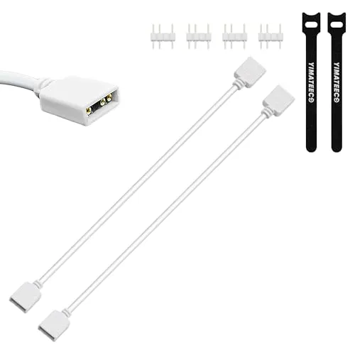 YIMATEECO ARGB Verlängerungskabel 5V 3-polig Adressierbarer ARGB Splitter-kabel Buchse auf Buchse Fan Splitter LED Synchronkabel Draht für CPU-Kühler und LED-Serien (30CM, 2Stü, 1 auf 1, Weiß)