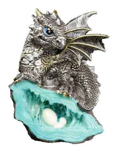 Figuren Shop GmbH Fantasy-Figur Drachen Figur - Blauer Wächter - Fantasy Gothic Deko