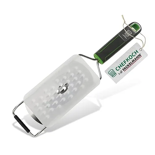 CHEFKOCH Handreibe Grob Premium – Zum groben Reiben von Käse, Zeste (Limette, Zitrone) & Co – Für höchste Präzision & Eleganz beim Garnieren – Reibe mit ergonomischem Griff