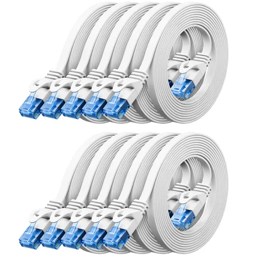 10x 0,5m CAT6 Patchkabel Flachkabel RJ45 LAN DSL Ethernet Netzwerkkabel Weiß