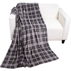 Flanell Kuscheldecke Karo 150x200cm-m995469-grau
