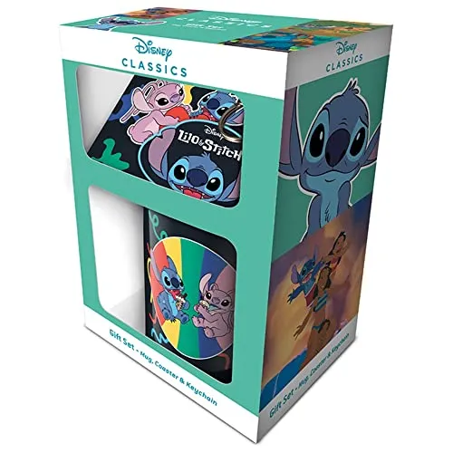 Disney's LILO UND STITCH Geschenk-Set (You're My Fave Design) 325ml Keramik-Tasse, Untersetzer & Schlüsselanhänger in Geschenk-Box - Offizielles Lizenzprodukt