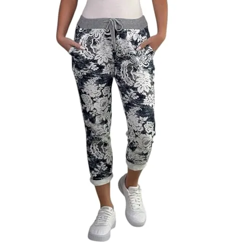 Mississhop 287 Damen Cargohose Blumen Sweatpants