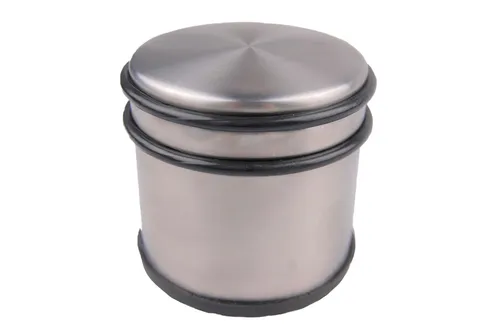 Edelstahl Türstopper Massiv 9 x 9 cm Schwer Türhalter, rund mit Gummiring