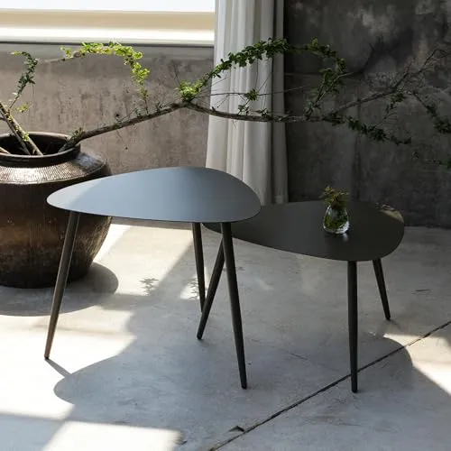 casa.pro Outdoor Couchtisch 2er Set Aymavilles - Kaffeetische, wetterfestes Metall-Set für drinnen und draußen, platzsparend und stilvoll, ideal für jeden Anlass.