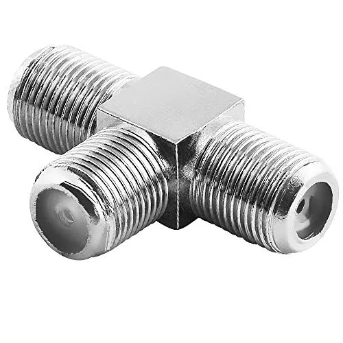 BestPlug Sat LNB T Adapter Verteiler Splitter Weiche, 1 F-Buchse Kupplung weiblich auf 2 F-Buchse Kupplung weiblich, geeignet für 3D SD HD FullHD UHD 4K, Metallausführung