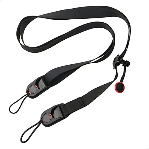 mimzemamz Kamera Tragegurt Kameragurt Trageriemen Schultergurt (Universal Kamera-Tragegurt, längenverstellbar von 48-152cm) schwarz,für Systemkameras,ergonomisch,Zubehörtaschen und Schnellverschluß