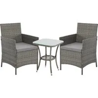 SVITA Balkonset BROOKLYN Mini, 3-tlg. Sitzgruppe - Gartenmöbel Set mit 1 Tisch und 2 Stühlen aus hochwertigem Polyrattan, inklusive bequemen Kissen. Ideal für kleine Balkone und Terrassen, modern und pflegeleicht.