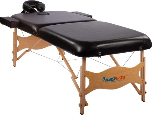 MOVIT Massageliege ® Deluxe - Mobile Therapieliege mit Tasche - Massageliege in Schwarz, XXL mit 8 cm Polsterung und robustem Vollholzgestell, ideal für mobile Anwendungen und höchsten Komfort.