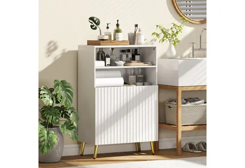 HOMCOM Schmaler Badezimmerschrank mit Soft-Close-Türen