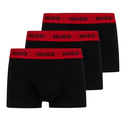 HUGO Herren Trunk Triplet Pack Boxershorts, Black2, S EU - Retroshorts für Herren im praktischen 3er-Pack, aus 95% Baumwolle für hohen Tragekomfort und 5% Elasthan für perfekte Passform.
