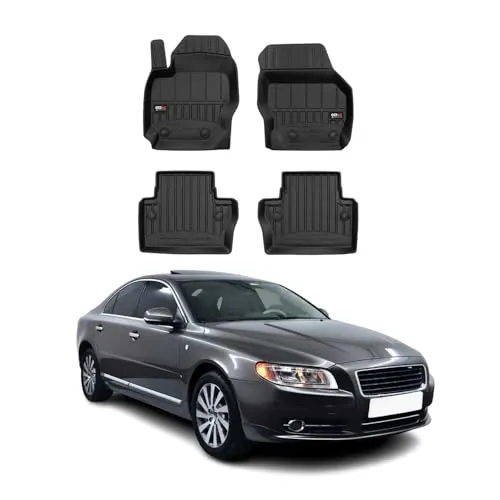 OMAC Gummi Fußmatten für Volvo S80 XC70 V70 2007-2016 - Premium Gummi Fußmatten, wasserfest und rutschfest, idealer Schutz für den Innenraum Ihres Fahrzeugs.