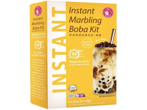 O's Bubble Instant Boba Tee Kit m. braunem Zucker 240g | Tapiokaperlen Strohhalm