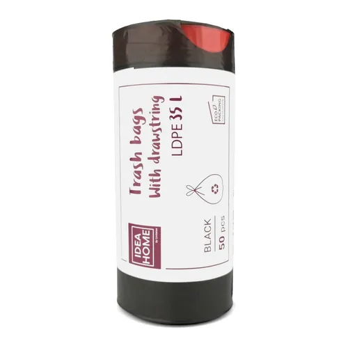 IDEA HOME Müllbeutel 35L, 50-Stück, Müllbeutel mit Kordelzug, Müllsäcke, Schwarz