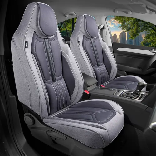 BREMER SITZBEZÜGE für Cadillac ATS (2013-2018) – 2-tlg. Schonbezüge in Grau - Hochwertige Sitzbezüge für Cadillac ATS, einfach zu montieren, bieten Schutz und Komfort. Langlebiges Kunstleder und atmungsaktives Material sorgen für ein angenehmes Sitzklima. Ideal für lange Fahrten!