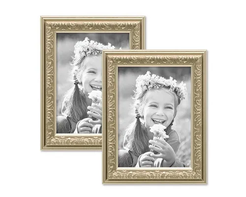 PHOTOLINI Bilderrahmen 2er Set Kunststoff-Rahmen im nostalgischen Ornament-Design