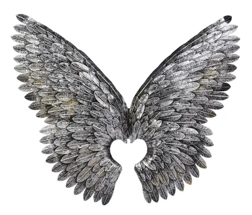 Wanddeko Engelsflügel Antikstil Silber Engel Dekoration Eisenflügel Landhaus neu