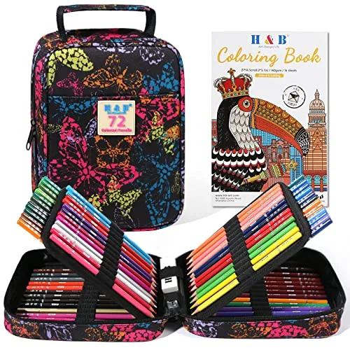 H & B 72 Buntstifte Set Bleistifte für Malbücher,Professionelles Buntstifte für Erwachsene,Zeichnen, Skizzieren und Ausmalen