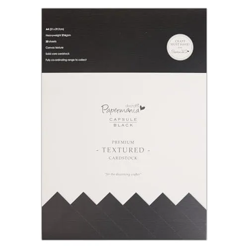 Papermania 29,7 x 21 cm, 20 Stück, A4, Textured Cardstock Kapsel Premium, schwarz