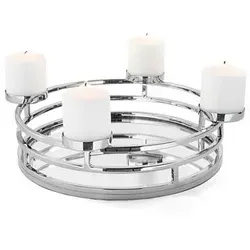 Fink Kranz Modena, silberfarbenes Tablett aus Edelstahl - Nussknacker und eleganter Kerzenleuchter in einem, der FINK MODENA bringt festlichen Glanz und ist ideal für Ihre Weihnachtsdekoration. Hochwertiger Edelstahl und flexible Gestaltungsmöglichkeiten machen ihn zum perfekten Deko-Element.