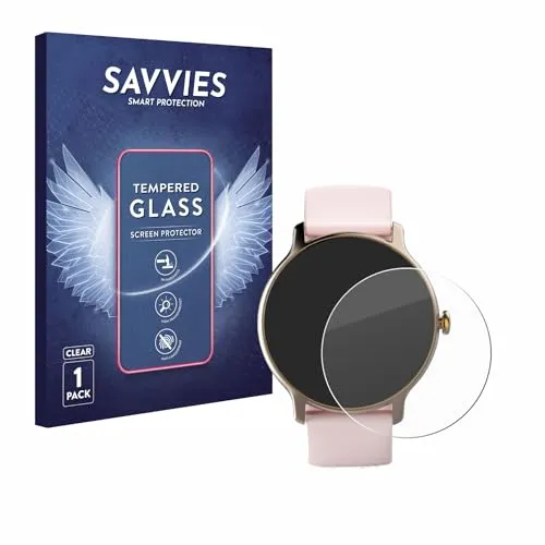 Savvies Panzer Schutz Glas für Hama Fit Watch 4910 9H Hartglas, Anti-Fingerprint, Displayschutz