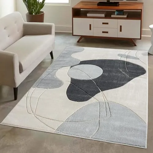 carpet city Kurzflor-Teppich Bonito, Grau, 120x170 cm - Moderner Kurzflor-Teppich für jedes Zimmer, pflegeleicht und ideal für Fußbodenheizung. Mit 3D-Hochtief-Musterung hebt er Ihr Wohnambiente hervor.